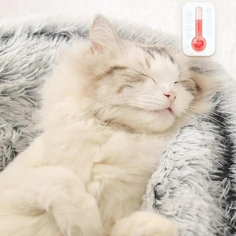 Plush Round Cat Bed Pet Mattress Warm Soft Comfortable Basket Cat Dog 2 in 1 Sleeping Bag Nest for Small Dogs