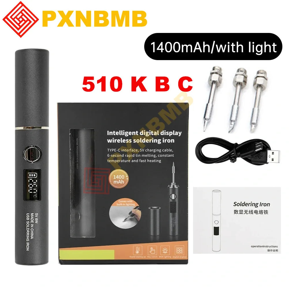 USB Soldering Iron Adjustable Temperature 260-420℃ Electric Soldering Iron Kit 850mAh/1400mAh Battery Solder Welding Iron Tools
