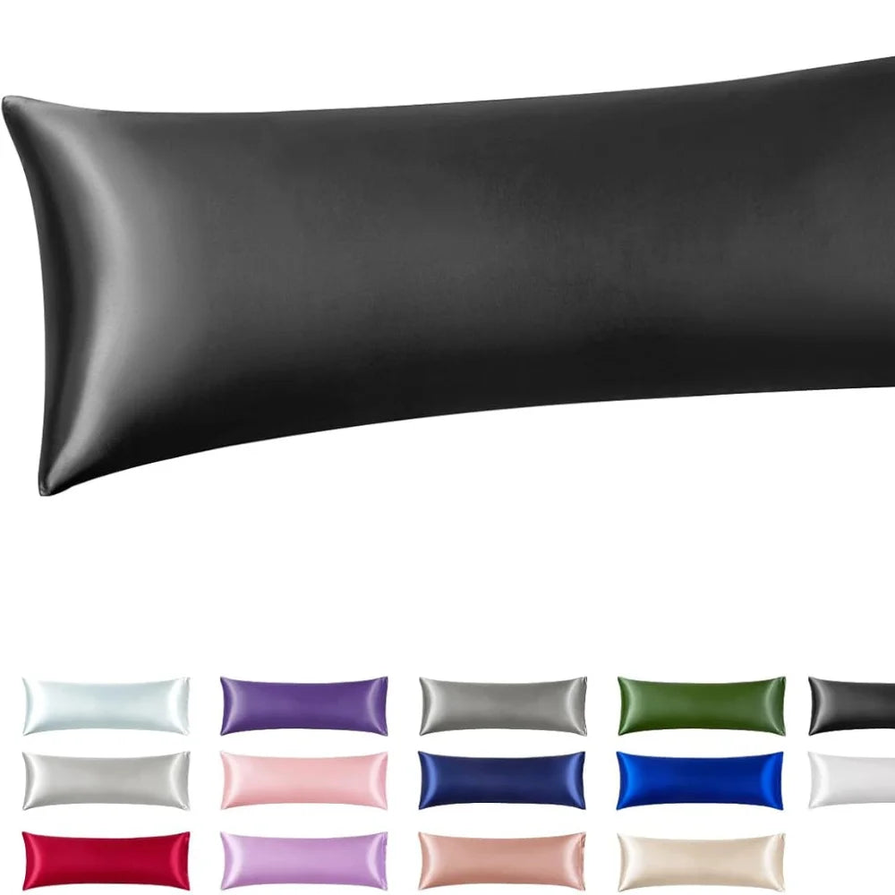 Silk Like Satin Pillowcase Standard Size, Black Smooth and Cooling Satin-Silk Pillow Cases for Hair and Skin