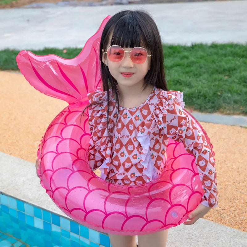 Rooxin Inflatable Swimming Ring Mermaid With Backrest Pool Floaters for Adult Teens Water Play Tube Swimming Mattress Pool Toys