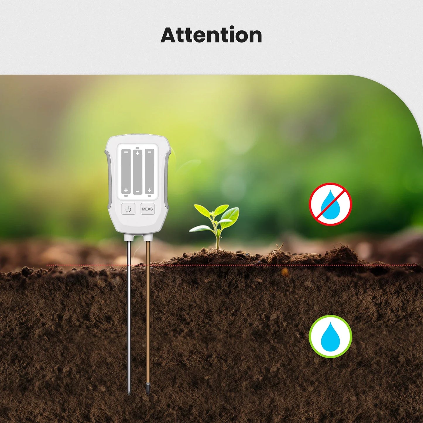 MOES 3 in 1 Soil PH Detector Tester LCD Screen Thermometer Temperature Moisture Meter For Gardening Flower Potted Plantation