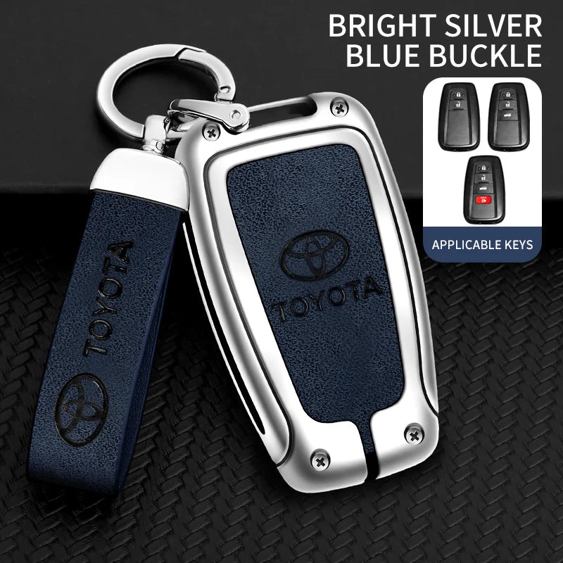 Zinc Alloy Leather Car Smart Remote Key Case Cover Shell For Toyota Corolla Prius Camry CHR C-HR RAV4 Altis Land Cruiser Prado