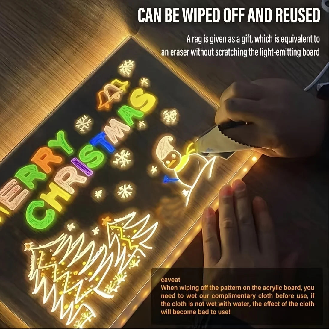 DIY Creative Glowing Painting Board LED Luminous Message Board with Seven Colors Pens for Office Christmas Children's Girl Gifts