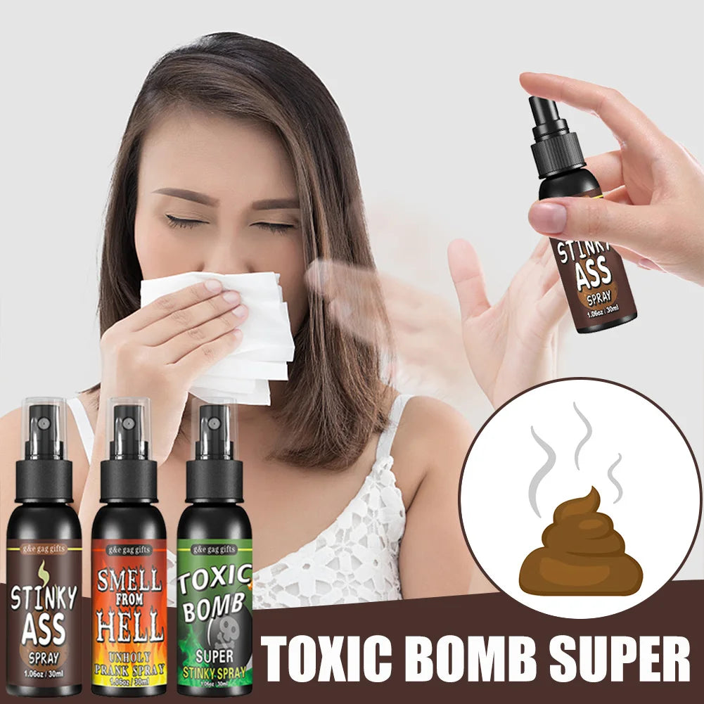 30ml Fart Gag Spray Prank Joke Plastic Spray Can Stink Party Supplies Stinky Fart for Adults Kids Non Toxic Halloween Funny Toys