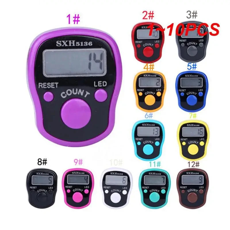 1~10PCS Finger Counter w/ Compass Islamic Tasbih Bead 5 Digital LED Electronic Handheld Tally Counter Clicker  counter ring