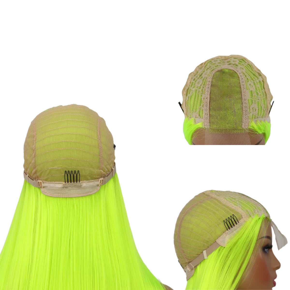 Fluorescent Green Wigs for Women Neon Green Long Straight Lace Synthetic Wigs with Baby Hair Glueless Heat Resistant Hair