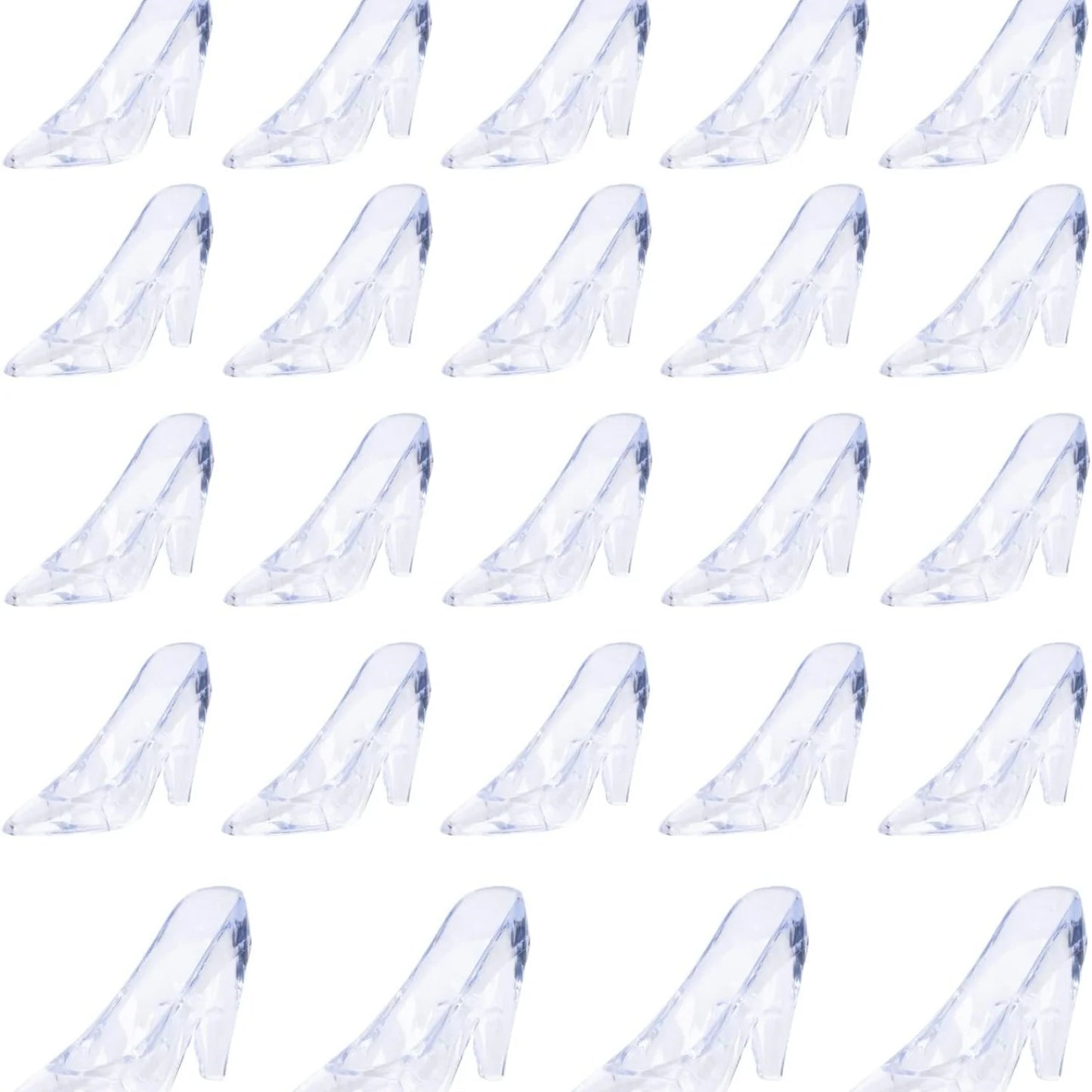 12PCS Mini Plastic Cinderella Slippers 3.5 Inch Glass Heels Princess for Wedding Birthday Party Table Candy Favors Decoration