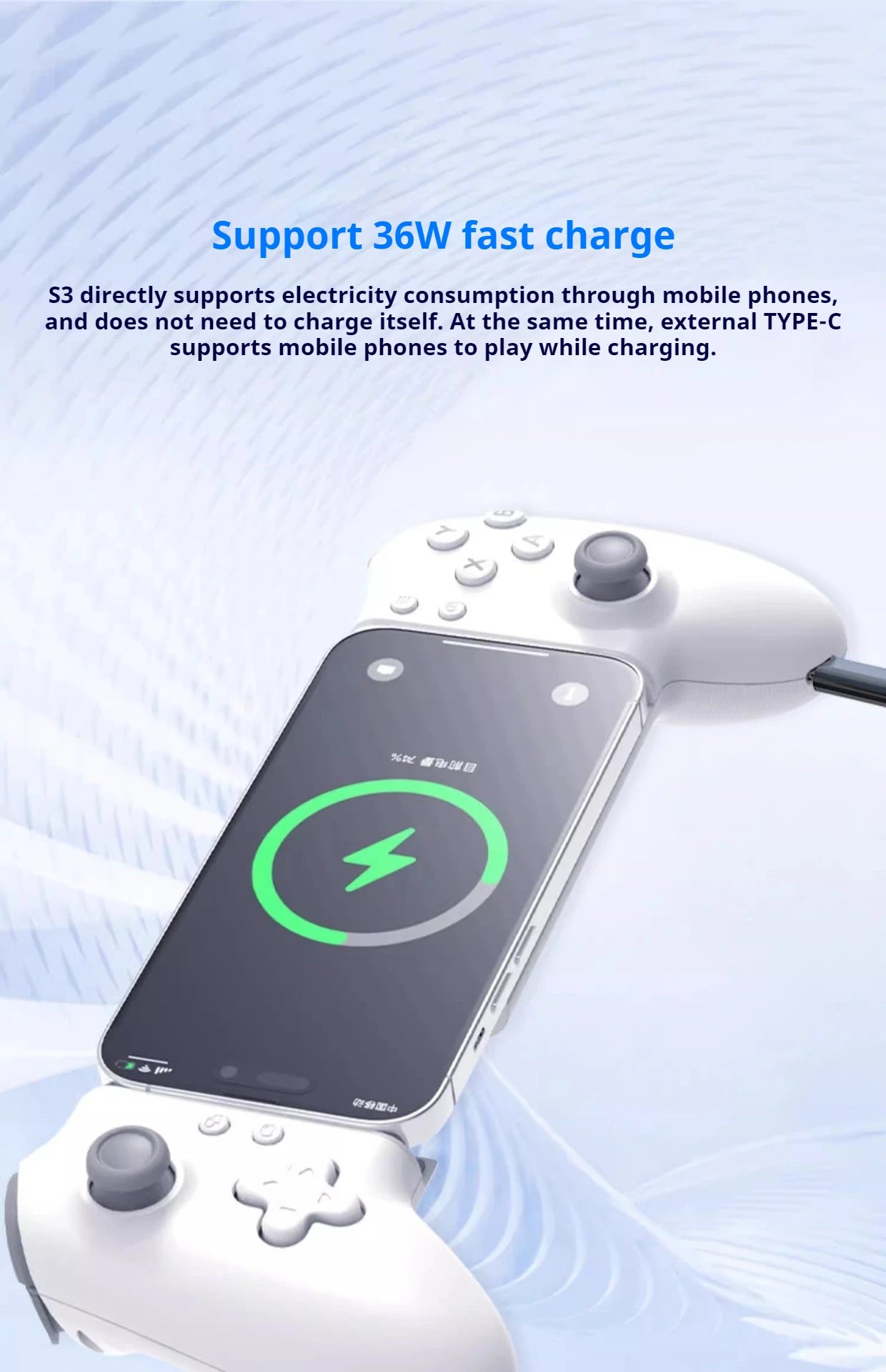 Memo S3 Gamepad Type-C Mobile Phone Controller Hall Effect Stretching Handle Stick Joystick Android Ps Cloud Game Customized