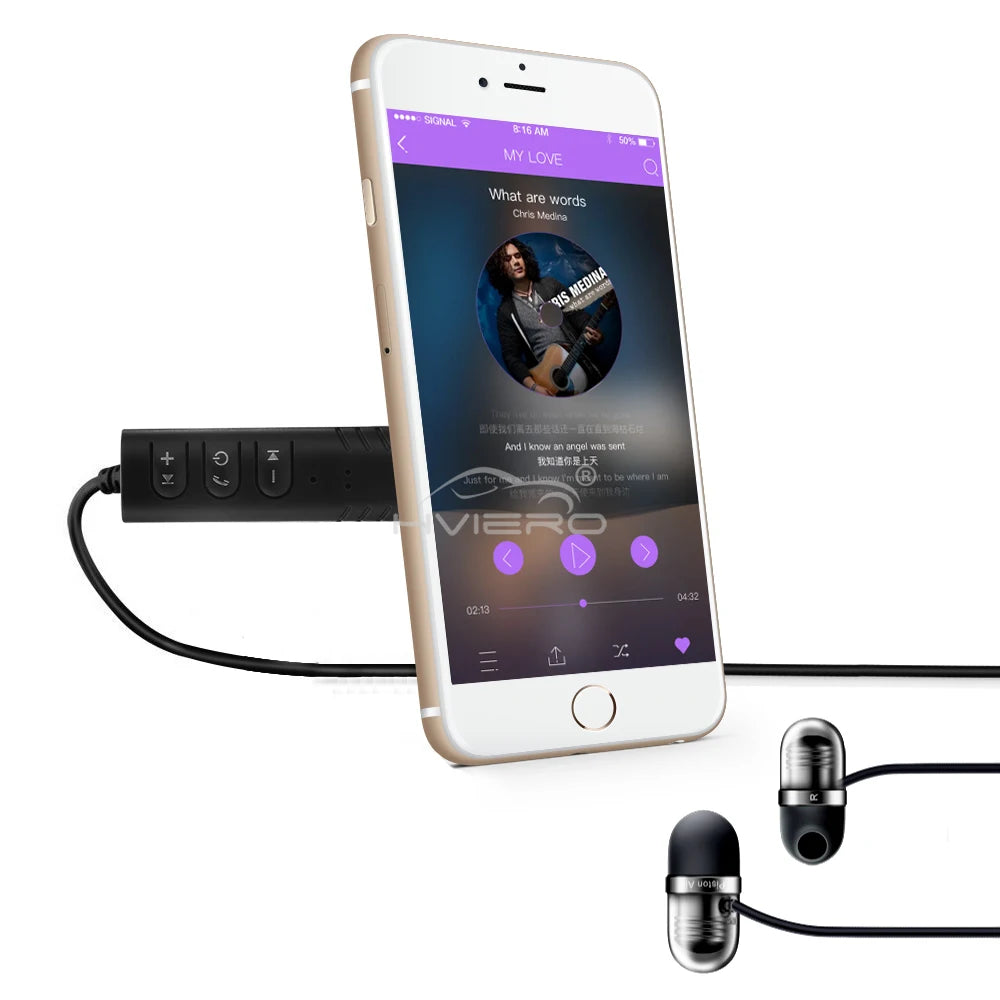 1X Wireless Bluetooth 5.0 Receiver Transmitter Adapter 3.5mm Jack Car Music Audio Aux A2dp Headphone Reciever Handsfree 5V Black