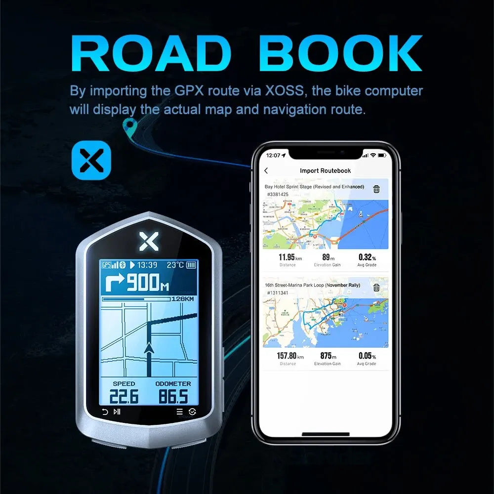 XOSS NAV Plus NAV2 NAV+ Bike Computer GPSBicycle Riding Cycling Map Route Navigation MTB RoadWireless Speedometer Odometer