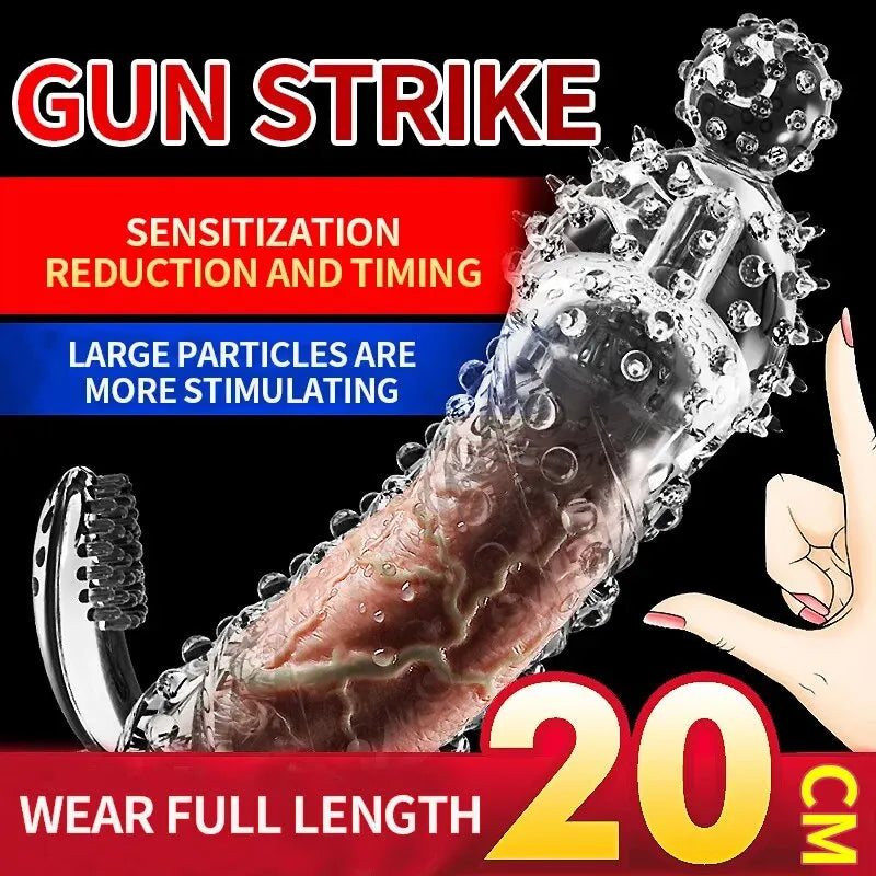 Male Crystal Wolf Teeth Condom Transparent Models Phallus Set Penis Ring Couples Adult Sex Supplies Erotic Toys