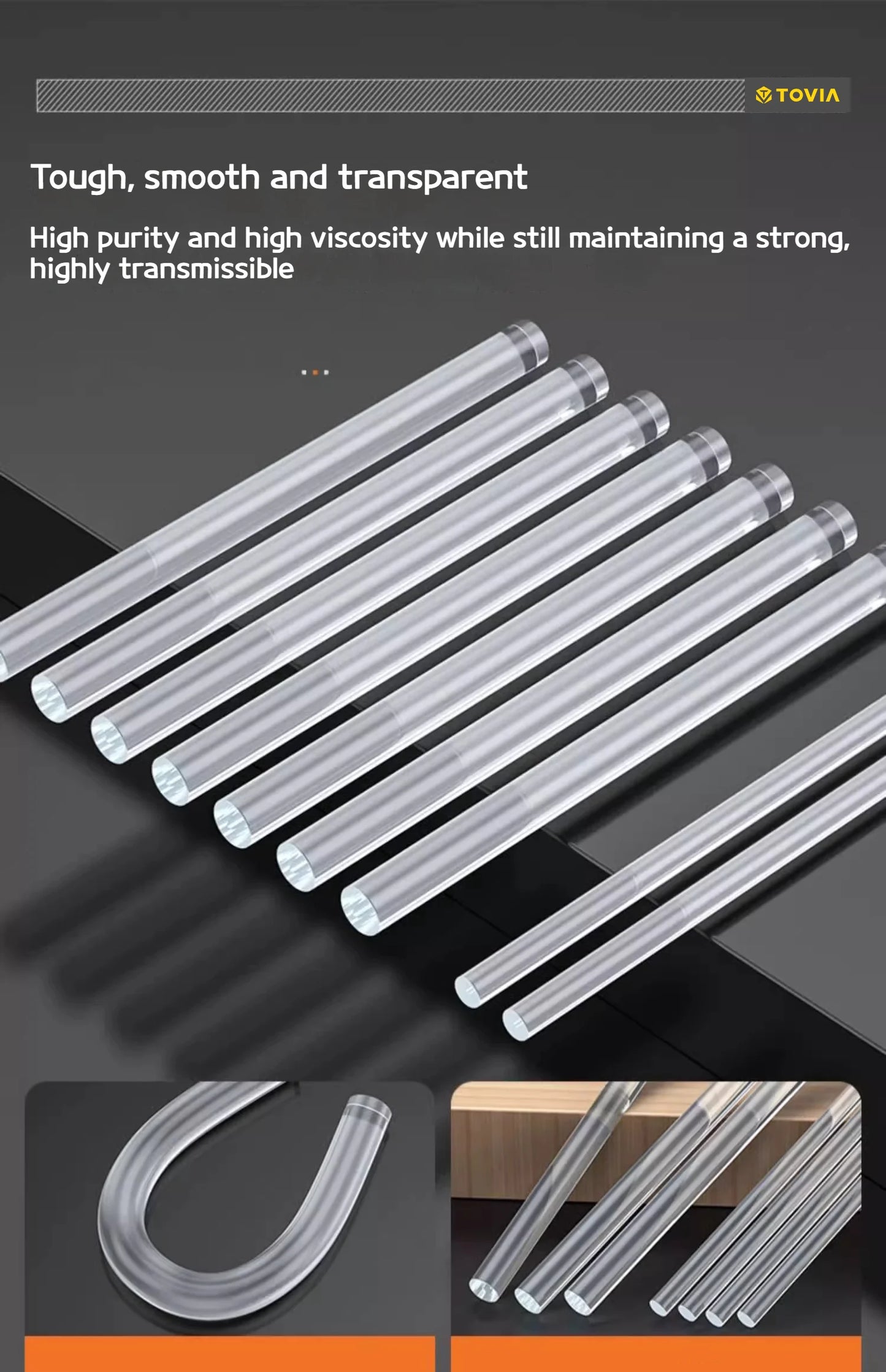 T TOVIA 7mm*100mm translucent hot melt glue stick EVA material suitable for DIY, gluing photo albums/wood, etc. 60PCS/120PCS