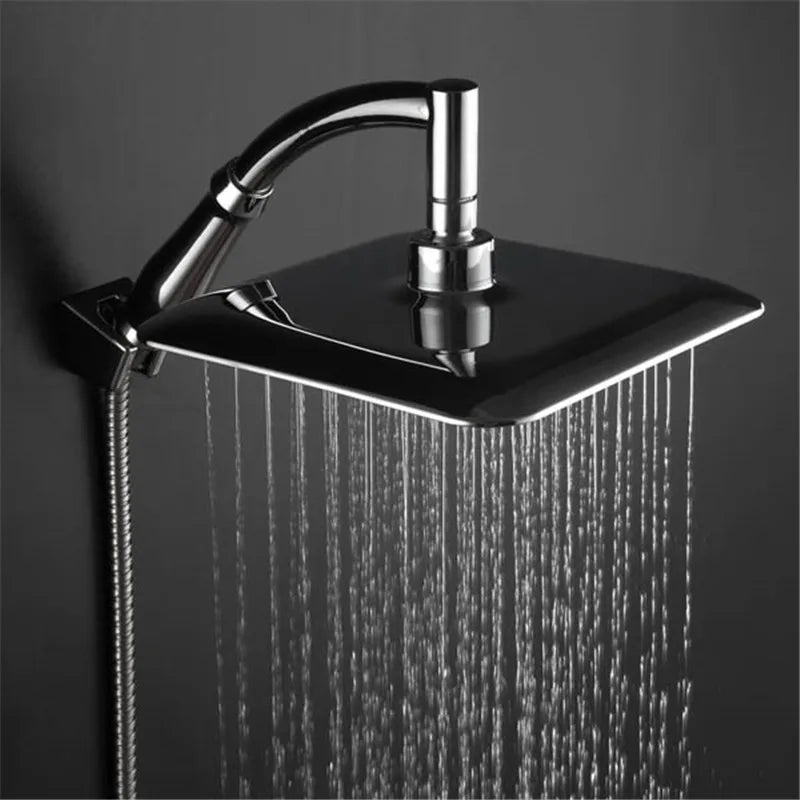 9 Inch Rotate 360 Degree Bathroom Rainfall Shower Head ABS Chrome Water Saving Shower Extension Arm Hand Held Shower Head Thin