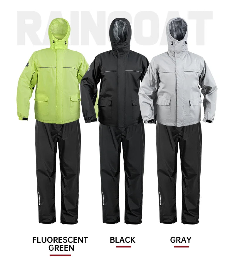 Star Field Knight Black Motorcycle Rider Raincoat Suit Men Women Riding Waterproof Clothes Raincoat Rainpants Split 2Pcs/set