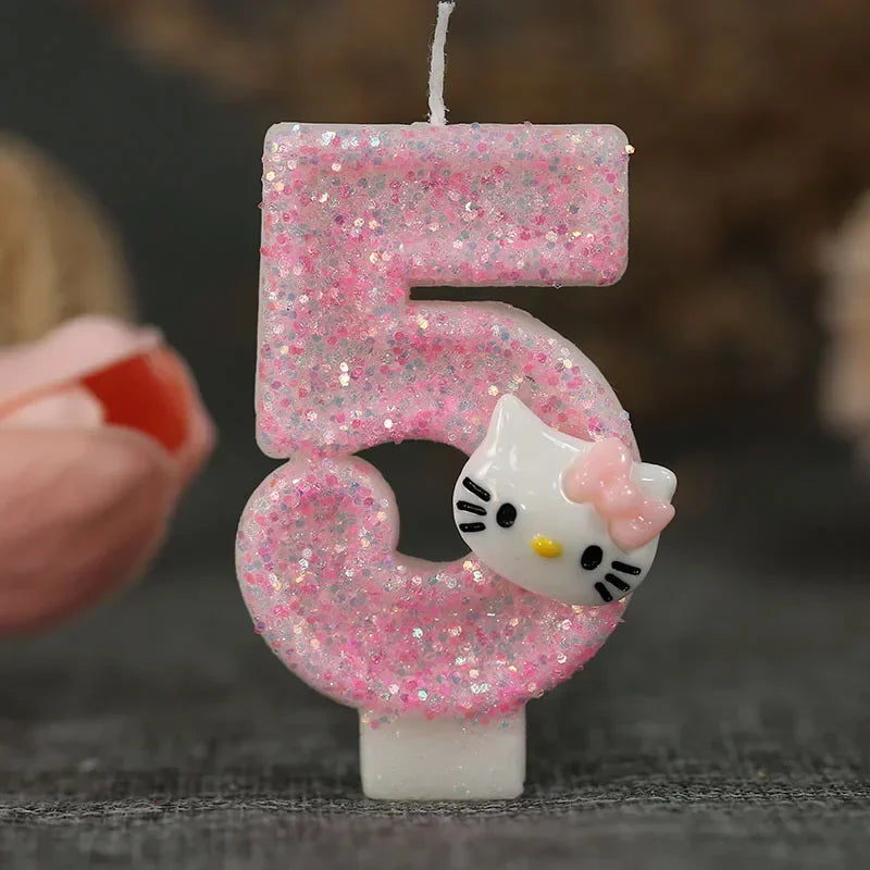 Kawaii Hello Kitty Number Birthday Candle Sanrio Kitty Cat Digital Candles Birthday Cake Decoration Anniversary Party Candles