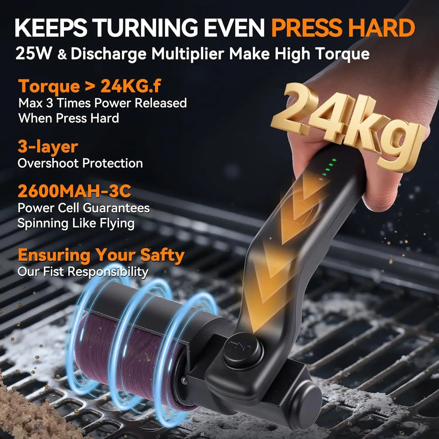 Electric Grill Brush Cleaning BBQ Cleaner Brush Cordless Rechargeable Rotary Adjustable Outdoor Heavy oil Stains Clean Tool