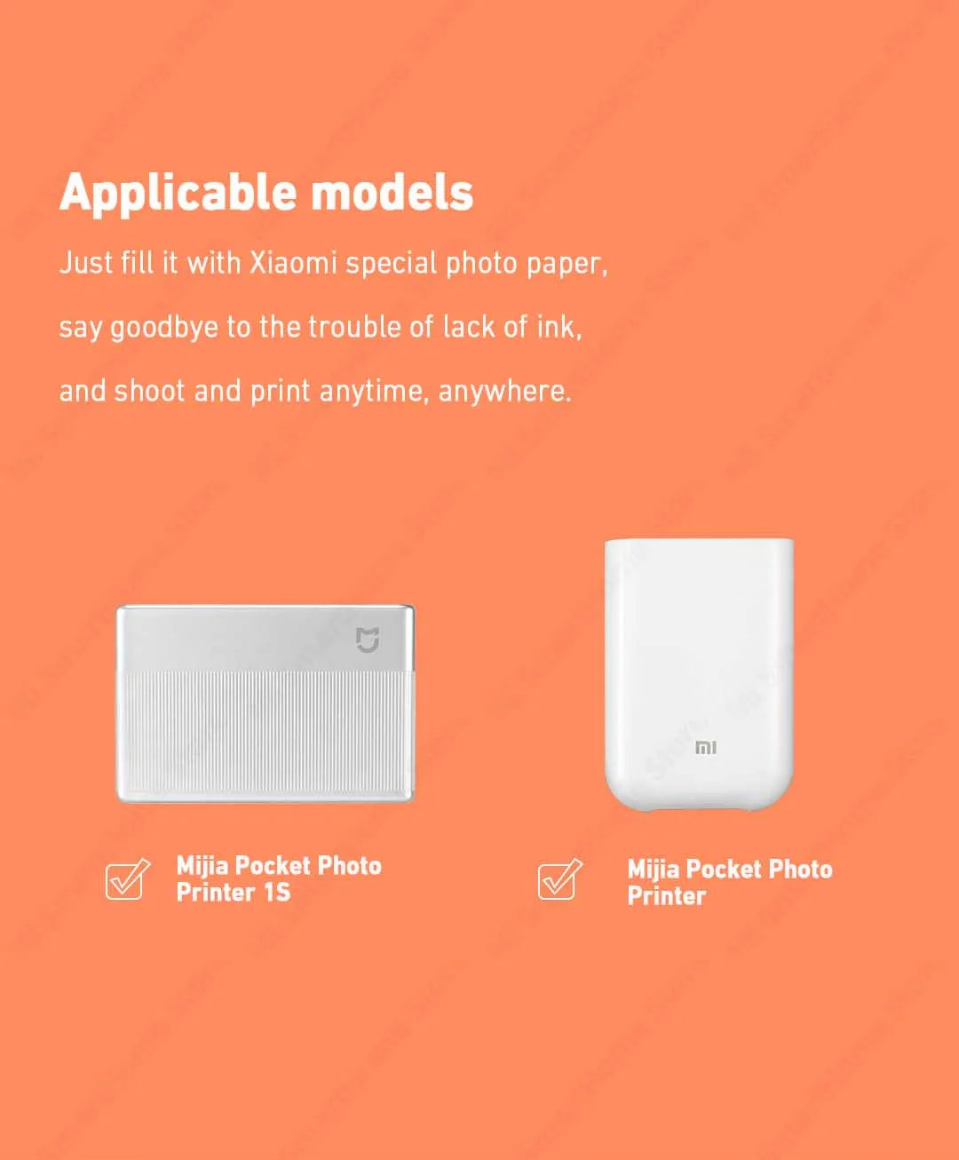 100% New Xiaomi ZINK Pocket Printer Paper Self-adhesive Photo Print 10//50/100 Sheets Xiaomi 3-inch Mini Pocket Photo Printer