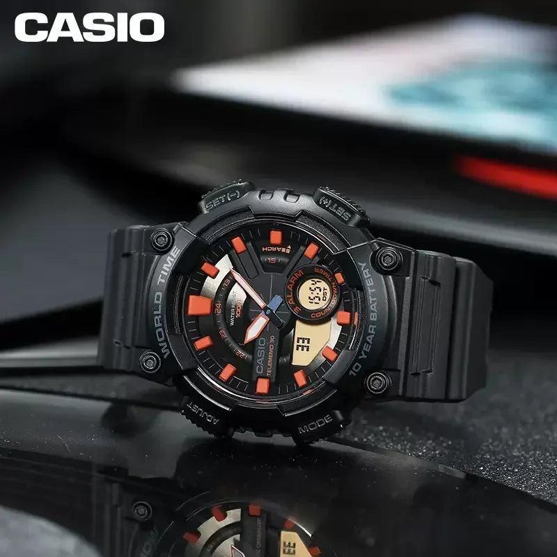 Casio AEQ-110W Men's Watch Black Samurai Digital Hands Dual Dial Multi-function Calendar Limit Star Style Fashion Activism Watch