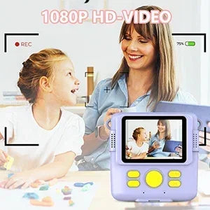 Portable Instant Print Camera for Kids - 1080P HD Video Camera with 3 Rolls Photo Paper and 32GB Card, Perfect Toy for Toddlers