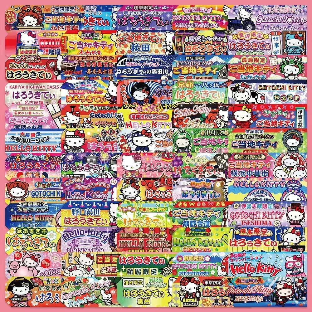 60pcs Kawaii Hello Kitty Labels Sealing Stickers Aesthetic Decorative Stationery Phone Laptop Waterproof Cute Kids Sticker Gift