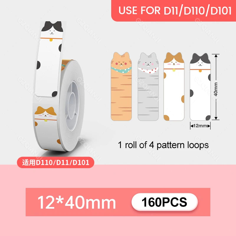 Niimbot D110 D11 Label printer paper Waterproof Anti-Oil Price Label Sticker Transparent Pure Color Label thermal Sticker Paper