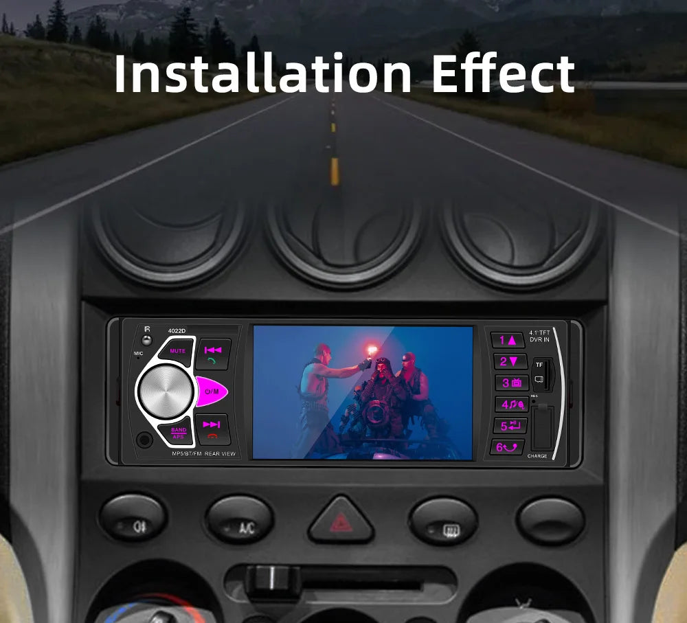BQCC1 Din 4Inch Car Radio HD Screen Bluetooth Music Handsfree MP5 Player TF USB Charging Remote Audio System ISO Head Unit 4022D