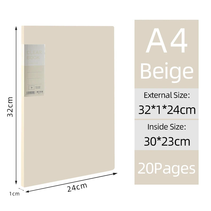 KOBEST 20/30/40/60 Pages A4 Side Transparent Thickening Folder High Quality Multi-layer File Cover Office School Supplies