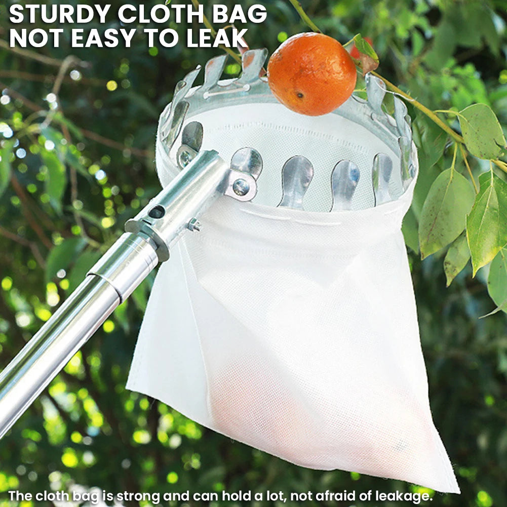 Fruit Picker Pole Tool with Basket Telescoping Long Handle 1.6 to 4M Fruit Catcher For Apple Orange Avocado Acorn Lemon Pear