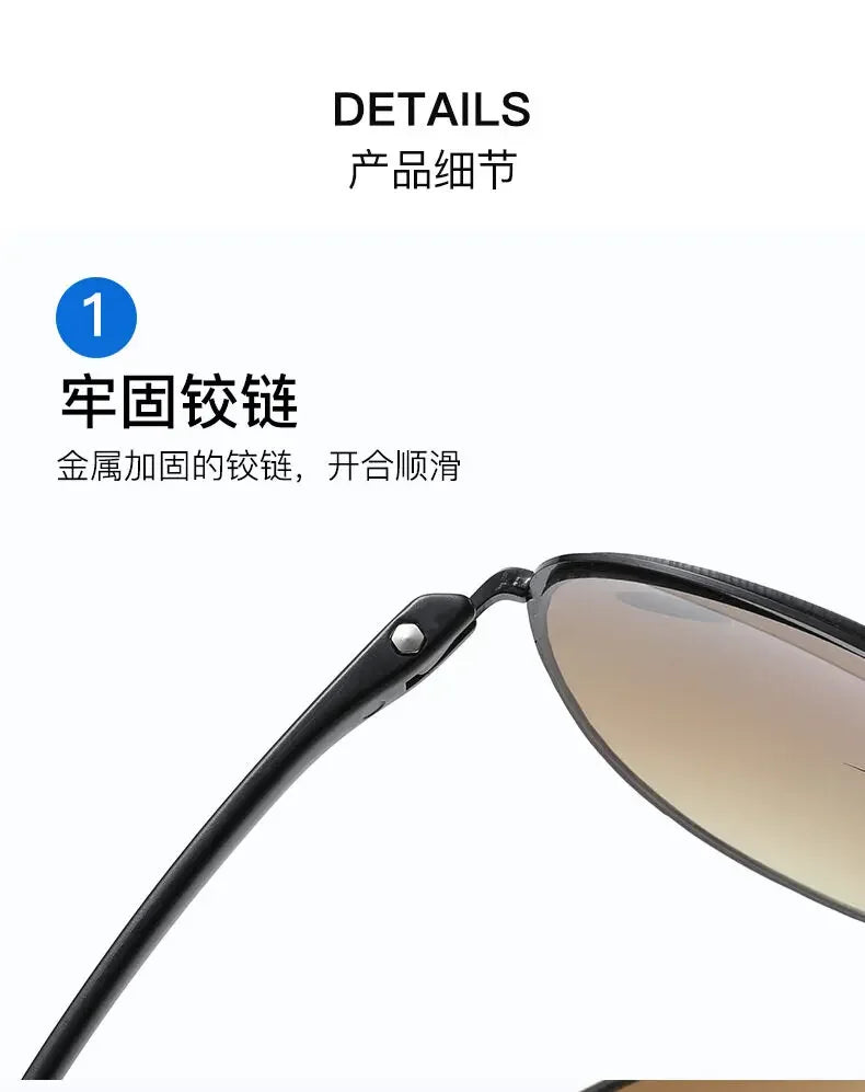 Bifocal Reading Glasses Men Fashion Double Bridge Sunglasses Male Look Far and Near Anti Glare Hyperopia Eyeglasses +100 To +350
