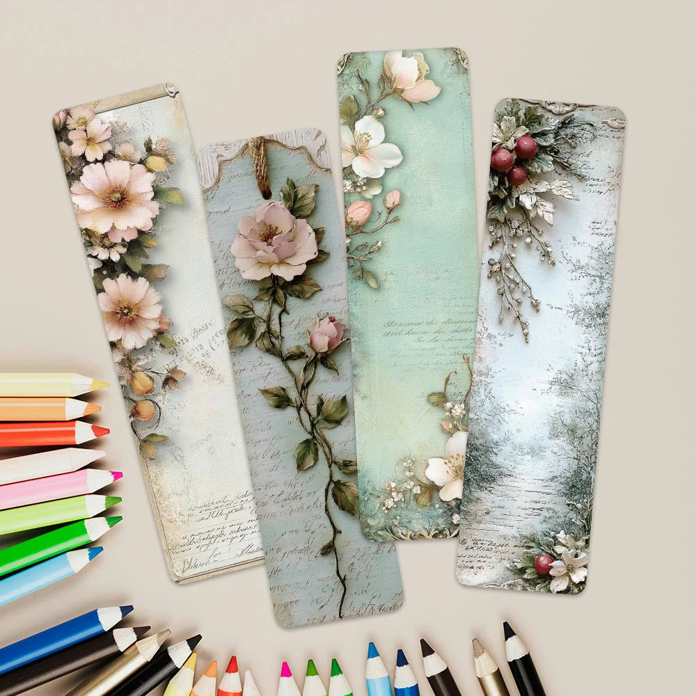 30pcs Retro Aesthetic Flowers Landscape Paper Bookmark For Students Readers Gift DIY Library Office Book Club Page Markers