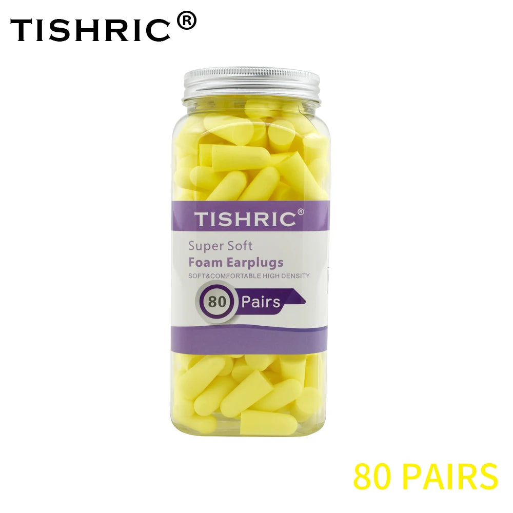 TISHRIC Earplugs Soft Sponge Ear Plugs Noise Reduction Sleeping Earplug  Travel Noise Reduction Rate 35.5db Sound Insulation