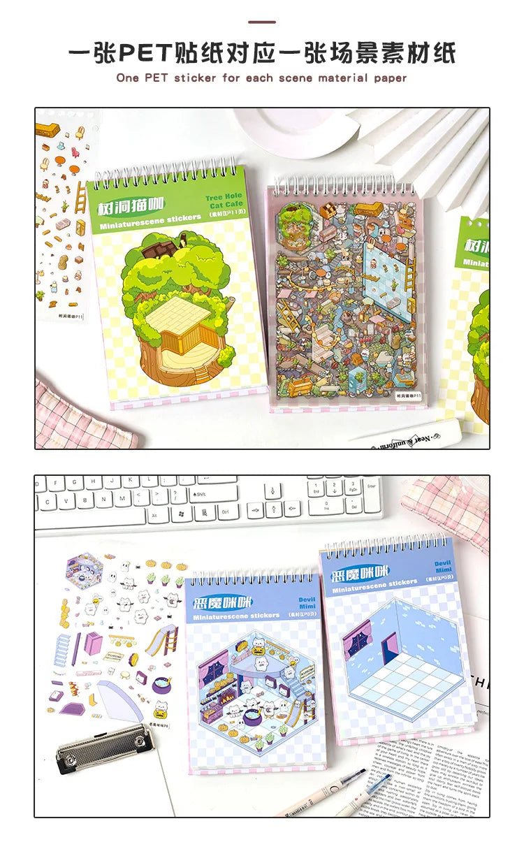 20Sences in Book 2.5D Landscape Sticker Album Cartoon Scene DIY Toy Game Festival Birthday Present Gift Box for Kid Girl Child