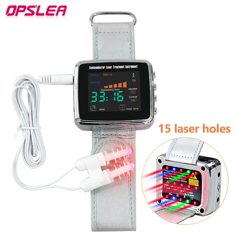 15 Laser 650nm Laser Therapy Wrist Watch LLLT for Diabetes Hypertension Cholesterol Treatment Laser Rhinitis Physiotherapy
