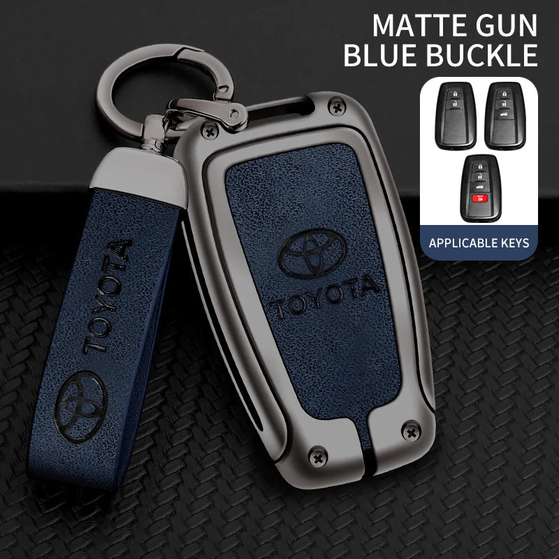 Zinc Alloy Leather Car Smart Remote Key Case Cover Shell For Toyota Corolla Prius Camry CHR C-HR RAV4 Altis Land Cruiser Prado
