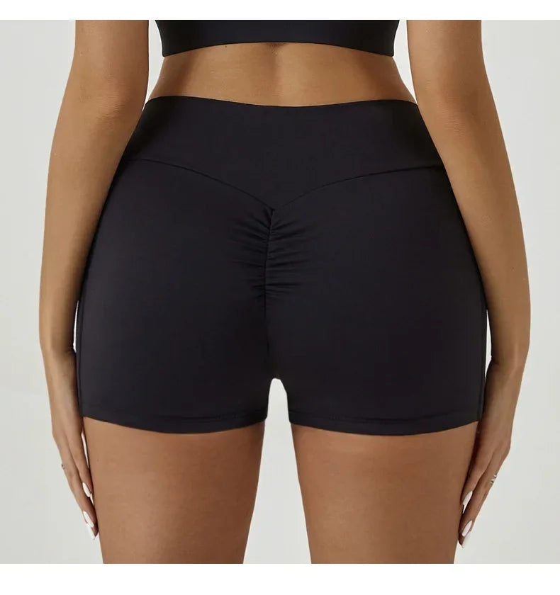 Tight Fitting Hip Yoga Shorts Pockets Women High Waisted Fitness Outdoor Leggings Scrunch Lifting Yoga Biker Shorts