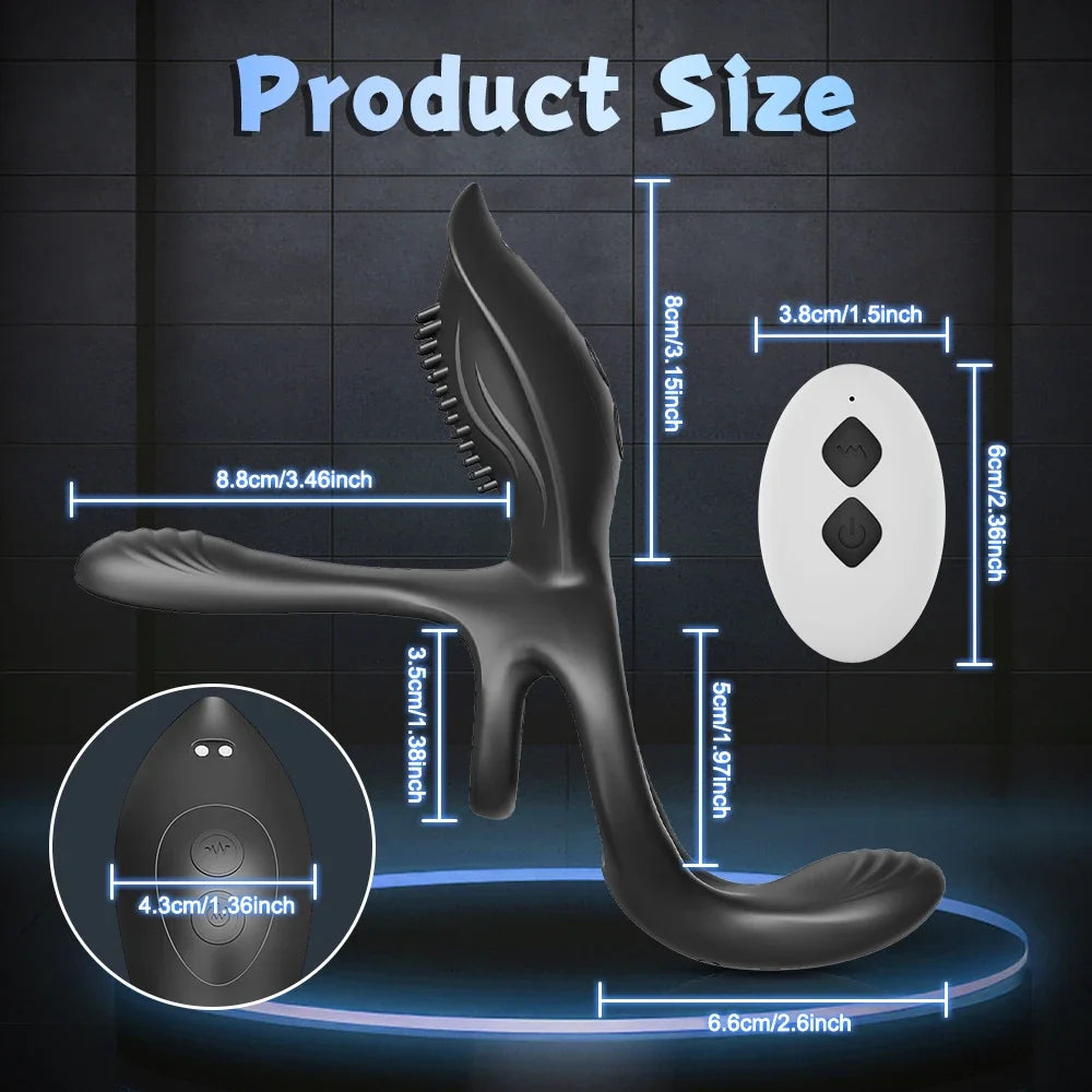 Vibrating Cock Ring for Men Remote Control Penis Ring Ejaculation Delay Chastity Cage Clitoris Stimulation Sex Toy for Couples