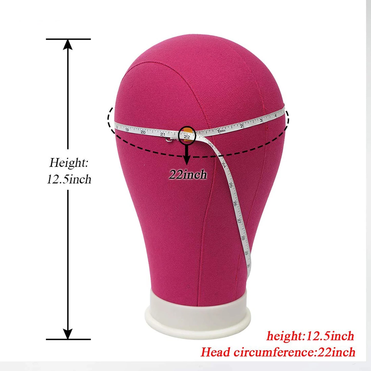 22 Inch Rose Red Mannequin Head With Stand Canvas Head Wig Model With Mount Hole For DlY Wig Making
