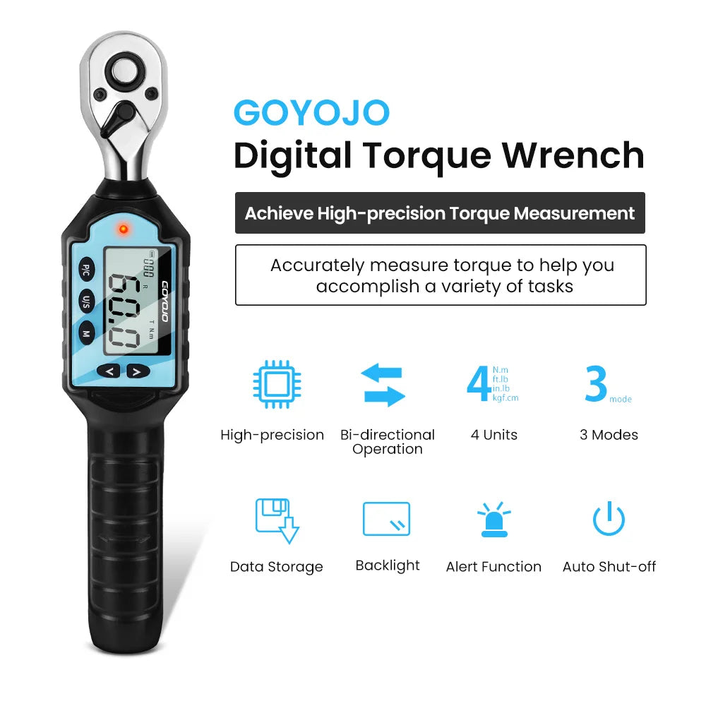 New Digital Preset Torque Wrench 1/2" 3/8" 1/4"  Bidirectional Ratchet Head Professional Adjustable Bicycle Repair Hand Tools