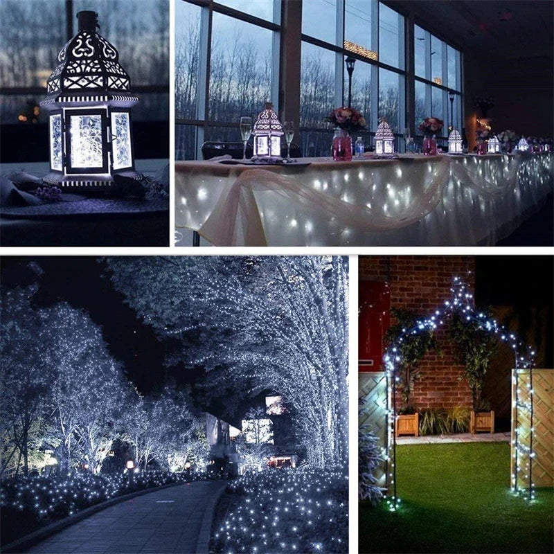 50M Fairy String Light Silver LED Garland Outdoor Patio Garden Decoration For Wedding Party Lighting Waterproof Solar Power Lamp