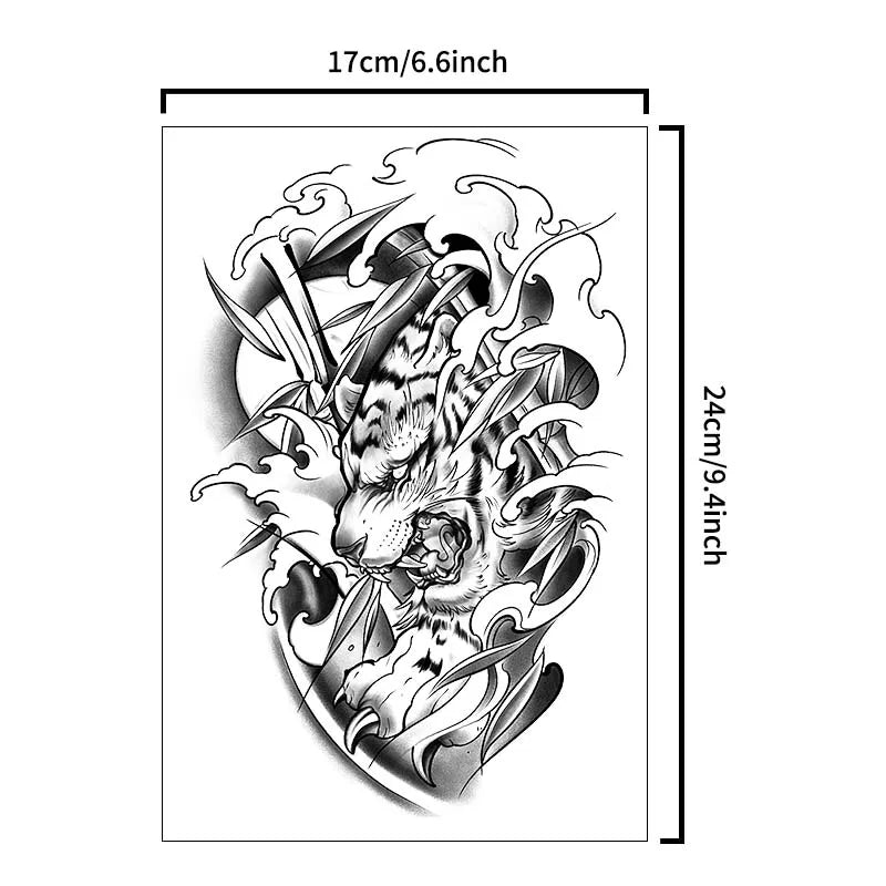 1pc Descending Tiger Arm Waterproof Temporary Tattoo, Lasting 1-2 Weeks, Realistic Semi-Permanent Fake Tattoo