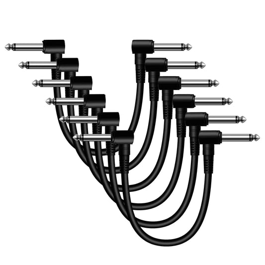 6 Pack 6 Inch Guitar Patch Cable Guitar Effect Pedal Cables Black 1/4 Inch Instrument Connector Cables