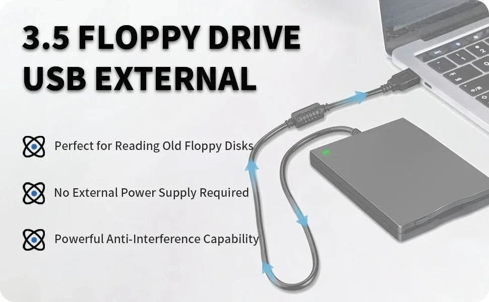 External USB Floppy Disc Drive, 3.5 inch 1.44 MB FDD, Floppy Disk Reader Floppy Disk Reader for PC Laptop Windows 11/10/8/7/XP