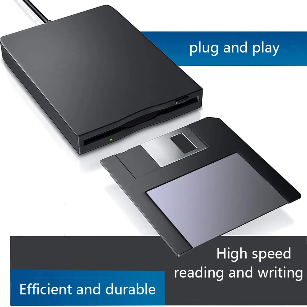 USB External Floppy Disk Reader Drive 3.5” 1.44MB FDD Diskette Drive for Mac Windows 10/7/8/XP/Vista PC Laptop Desktop