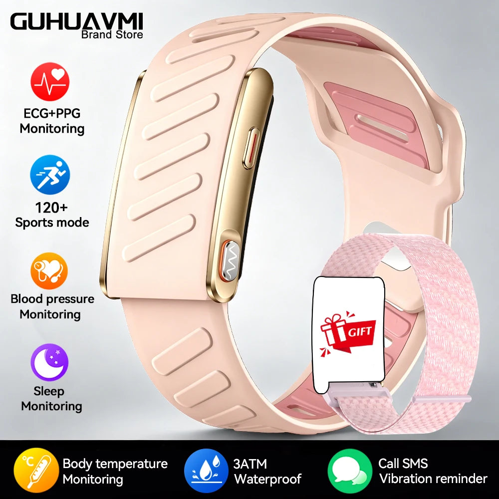 GUHUAVMI ECG+HRV Health Smart Bracelets Heart Rate Blood Pressure Body Fat BMI Body Temperature 3ATM Fitness Tracker Smart Watch