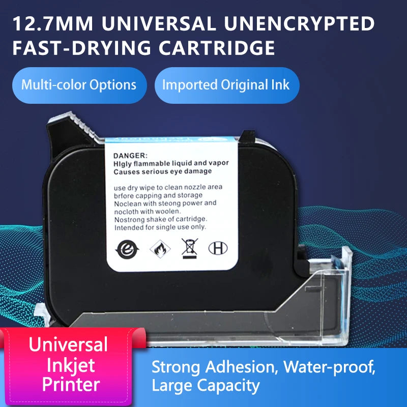 Fast-dry 12.7mm Universal 2588 Solvent Ink Cartridge for Inkjet Printer Date Text Code Printing Machine