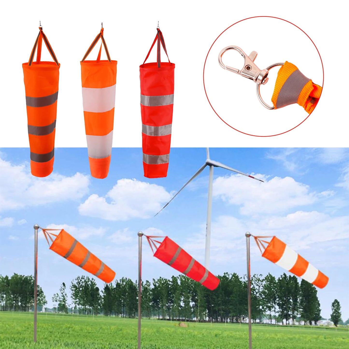60/80/100cm Windsock Weathervane Scratchproof Windproof Fluorescent Reflective Windsock Weather Bag Wind Vane Wind Wind Direct
