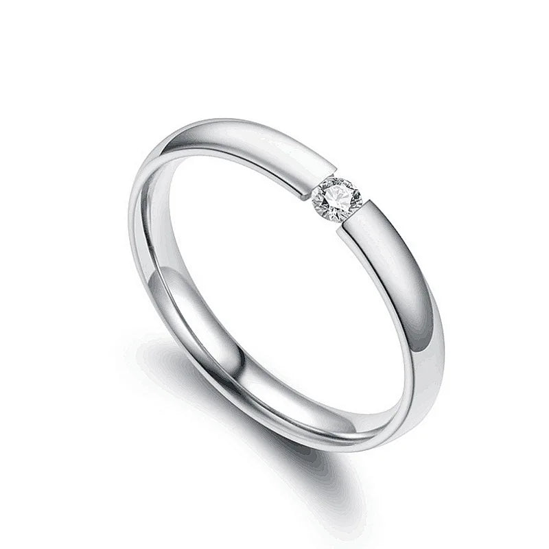 Stainless Steel Ring for Women Men Inlay Cubic Zirconia Stone Wedding Engagement Ring Trendy Female Jewelry Rings Wholesale