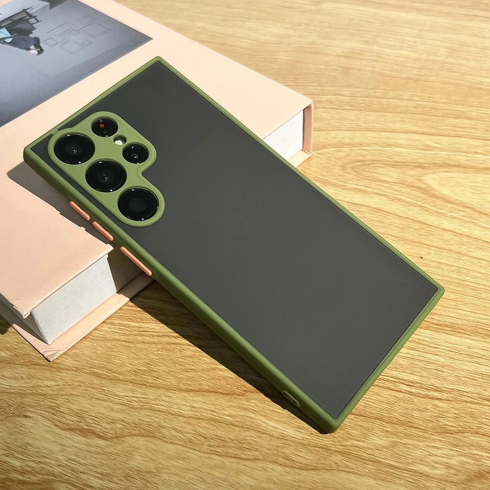 Shockproof Matte Transparent Case For Samsung Galaxy S24  S23 S22 S21 S20 Ultra Plus FE Note 20 10 A52 A71 A53  A34 S25 5G Cover