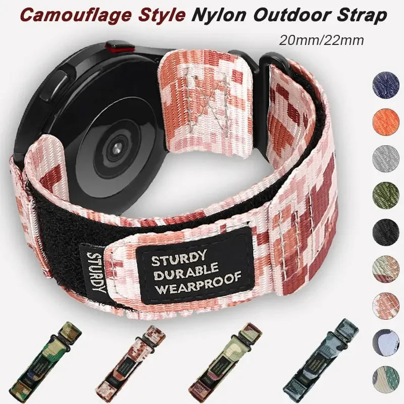 20 22mm Universal Nylon Strap for Samsung Galaxy Watch 7 6 4 5Pro/6Classic/Active2 Quick Fit Sport Bracelet for Huawei GT4 Band