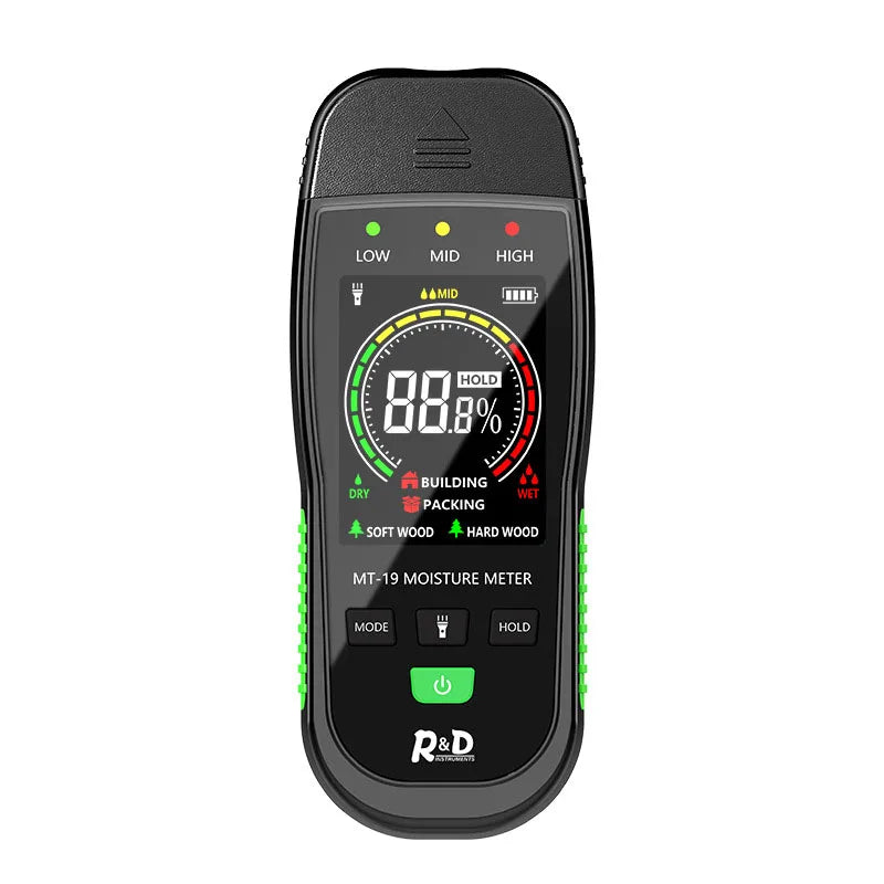 1PC MT19 Color Screen Wood Moisture Meter Wall Moisture Content Tester Paperboard Humidity Detector Cement Brick Moisture Tester